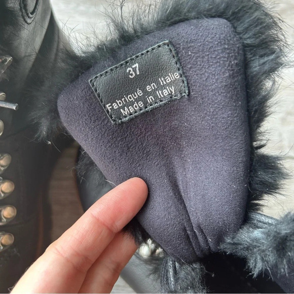 Rudsak Black Leather Lace Up Fur Winter Boots Made in Italy - Picture 12 of 16